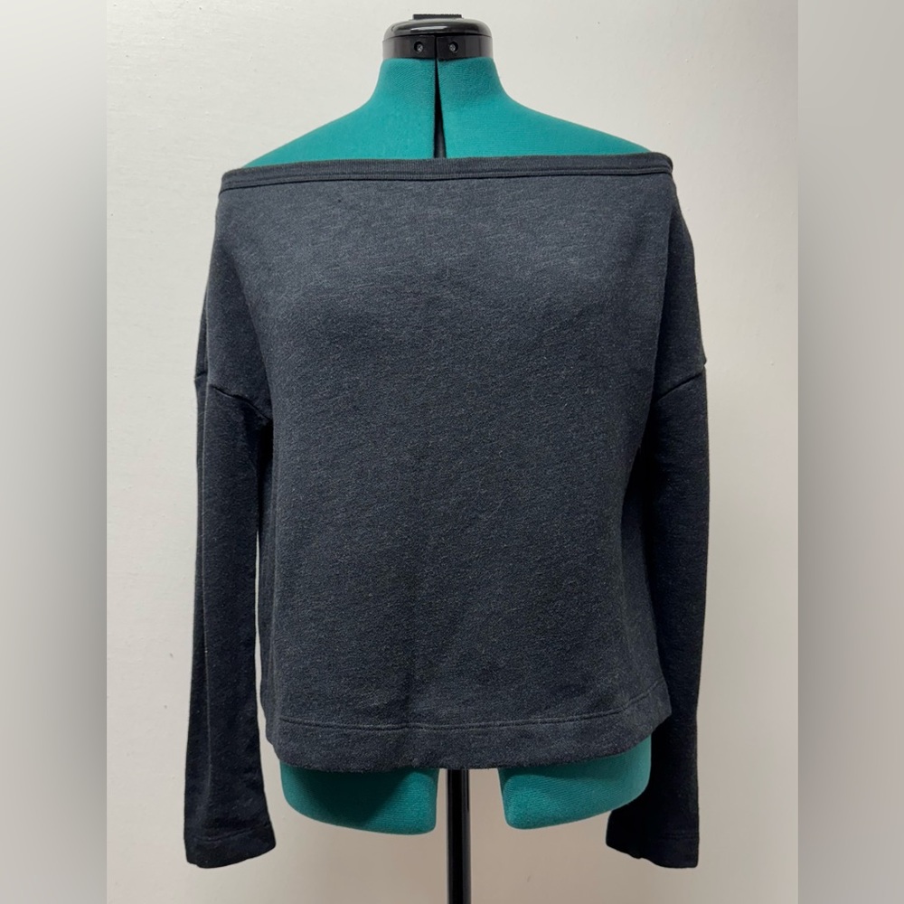 James Peres Women’s Vintage Terry Pullover Sweatshirt Dark Gray Boat Neck Size 2